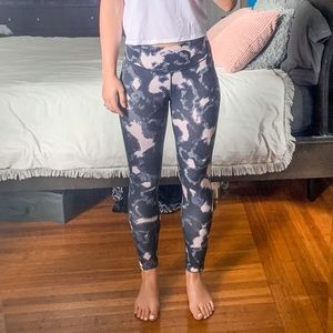 Reebok Pink and Black High-Waisted Leggings
